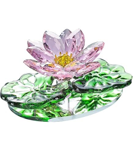Amazon.co.jp: 蓮の花の置物 オブジェ クリスタル ガラス 置物